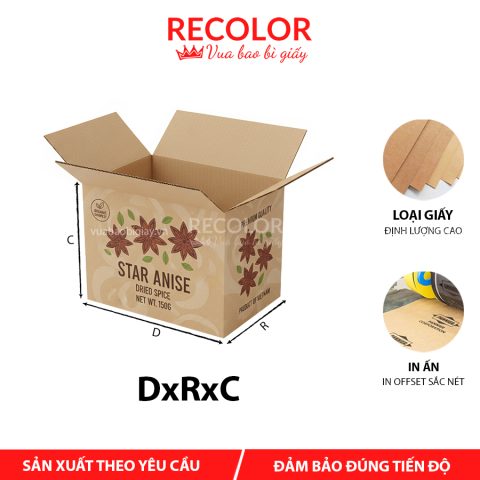Thùng carton đựng hồi khô 3 lớp-TCP020