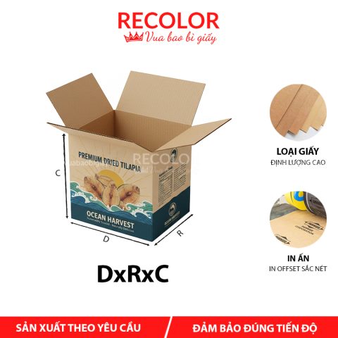 Thùng carton đựng cá rô phi khô 5 lớp - TCP043