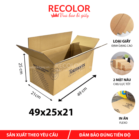 Thùng Carton 5 Lớp Sóng BC In Flexo 49*25*21 - TCP044