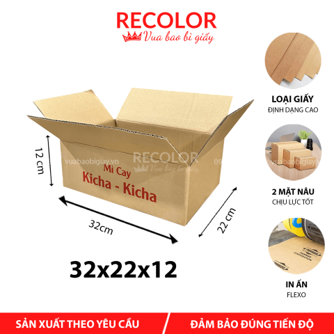 Thùng Carton 3 Lớp Sóng C In Flexo 32*22*12 - TCP045
