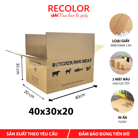Thùng Carton 3 Lớp Sóng C In Flexo 40*30*20 - TCP046
