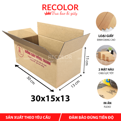 Thùng Carton 3 Lớp Sóng B In Flexo 30*15*13 - TCP051