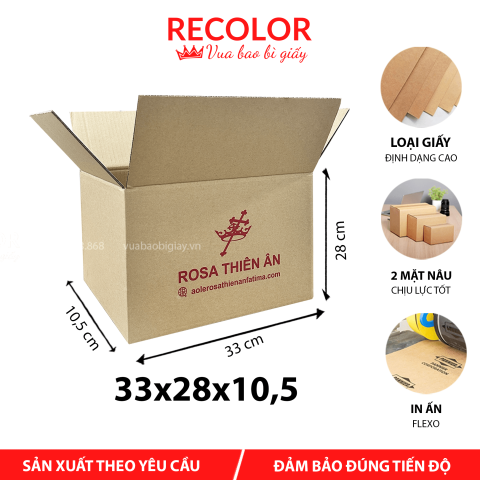 Thùng Carton 3 Lớp Sóng B In Flexo 33*28*10,5 - TCP057