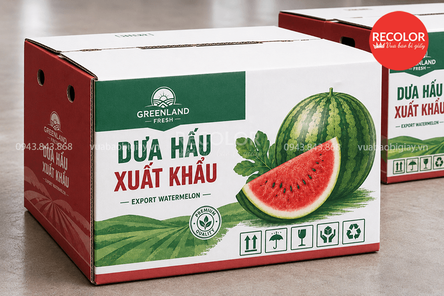 Thùng carton đựng dưa hấu xuất khẩu sản xuất theo yêu cầu