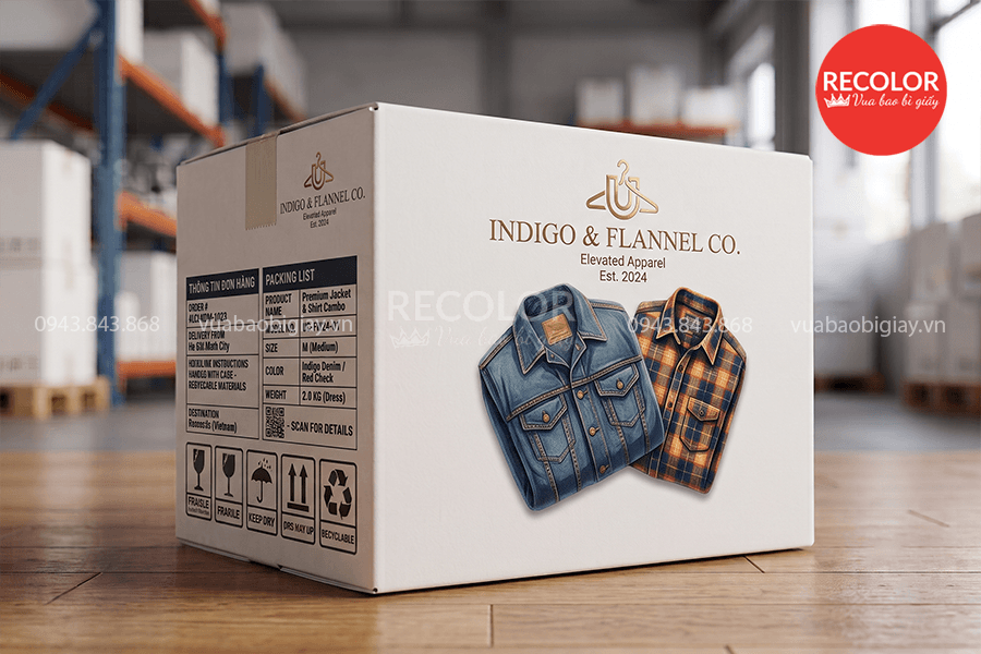 RECOLOR - Nhà máy sản xuất thùng carton đựng hàng may mặc theo yêu cầu