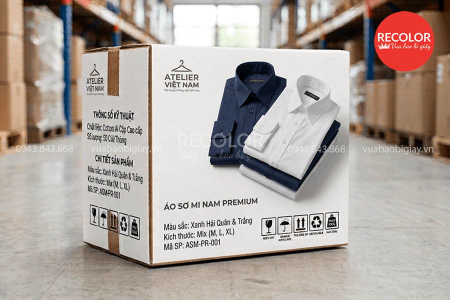 RECOLOR - Nhà máy sản xuất thùng carton đựng hàng may mặc theo yêu cầu