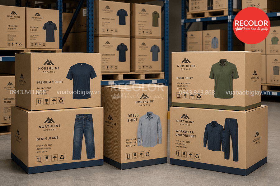 Ưu điểm của thùng carton đựng may mặc