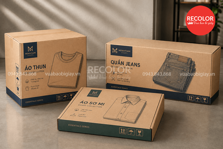 Các loại thùng carton đựng may mặc phổ biến