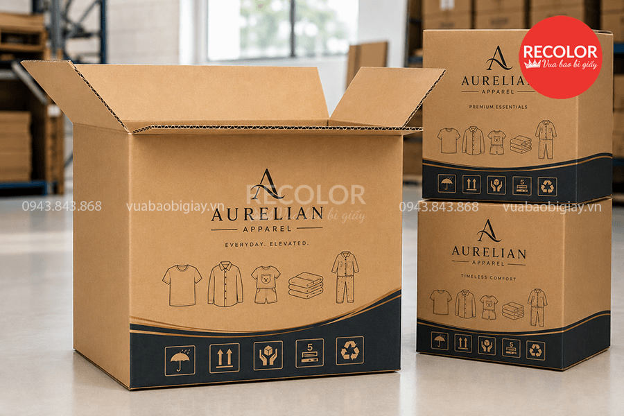 Thùng carton 3 lớp đựng hàng may mặc